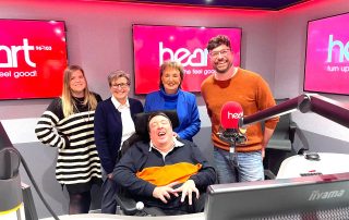 Kayley, Lynda, Marilyn, Ben and Sam at Heart Radio for our Global's Make Some Noise grant announce.