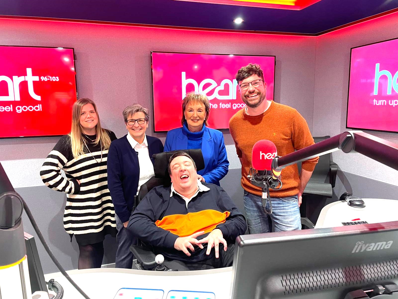Kayley, Lynda, Marilyn, Ben and Sam at Heart Radio for our Global's Make Some Noise grant announce.